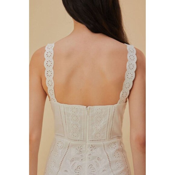 FARM Rio Midi Dress XL White Richelieu Broderie Anglaise Sundress Bustier Corset - Picture 5 of 16